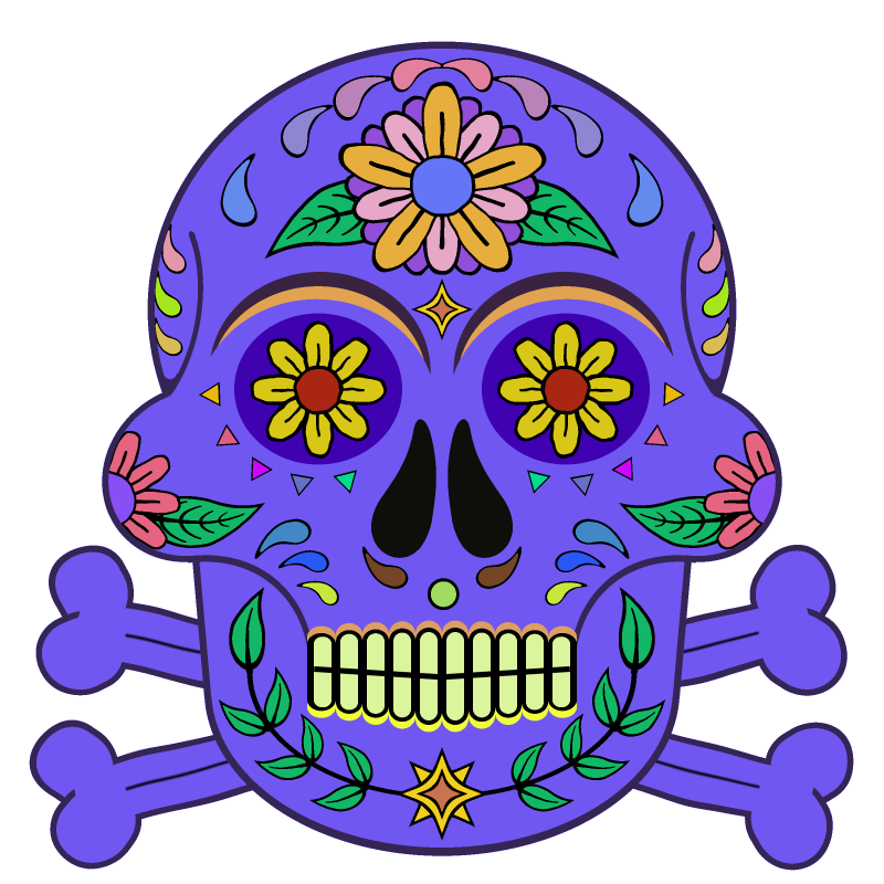 Day of the Dead Sugar Skull 800 x 800 PNG Transparent – (Calavera)