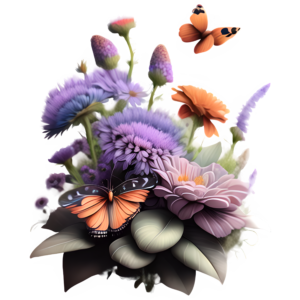 Butterfly & Flowers clip art @ Copyright Designs by Forte