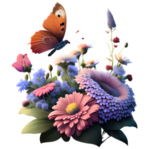 Butterfly & Flowers clip art @ Copyright Designs by Forte