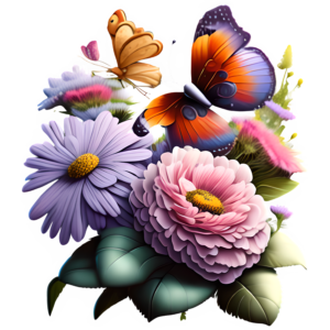 Butterfly & Flowers clip art @ Copyright Designs by Forte